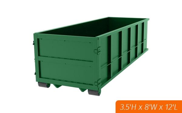 a 10-yard dumpster can be placed on any paved or level surface in your driveway, yard, or parking lot